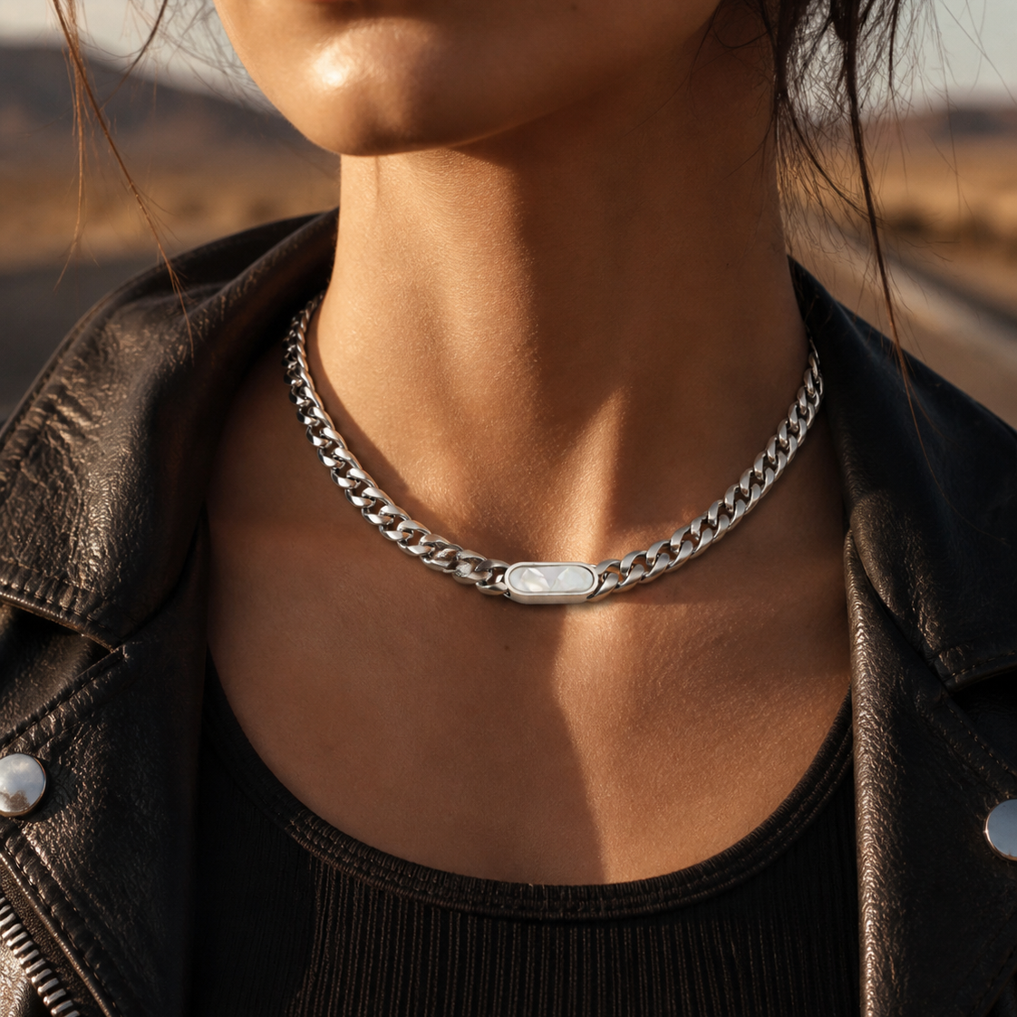 Chrome Core Cuban Necklace