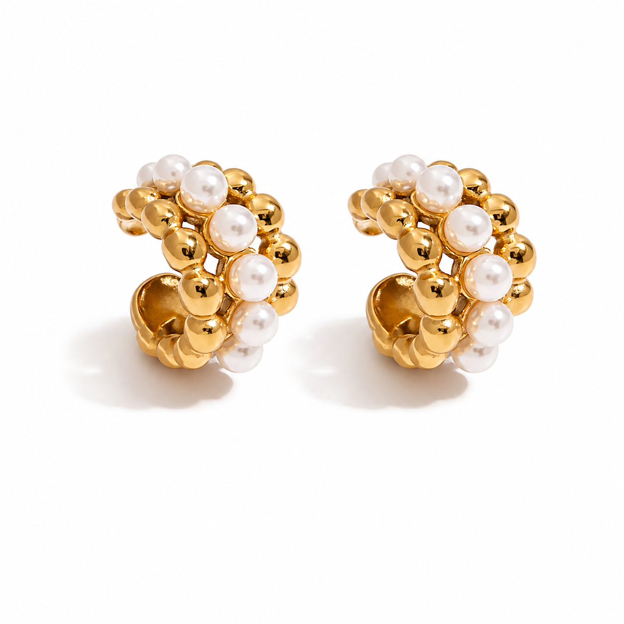 Veloura Pearl Huggie Earrings