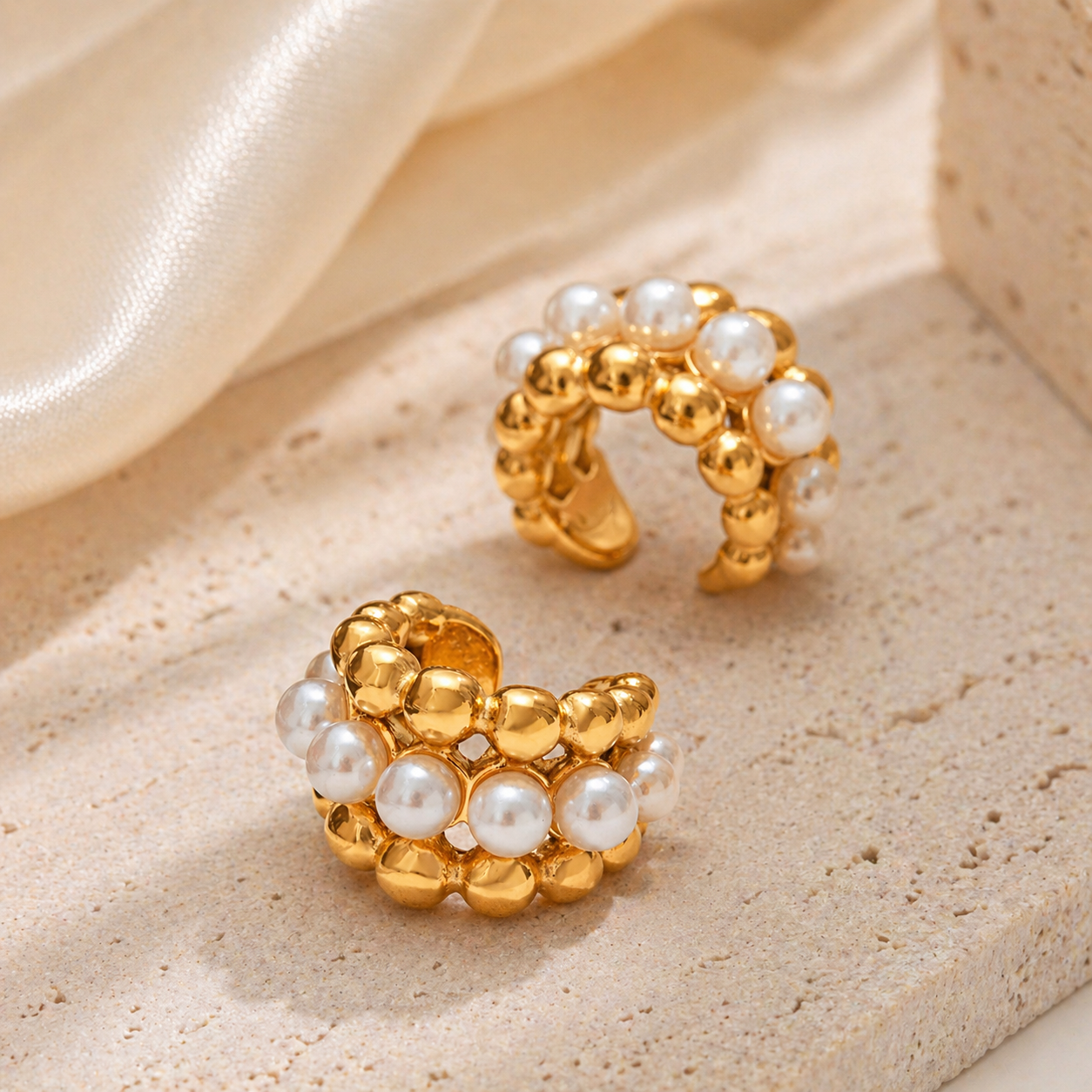 Veloura Pearl Huggie Earrings