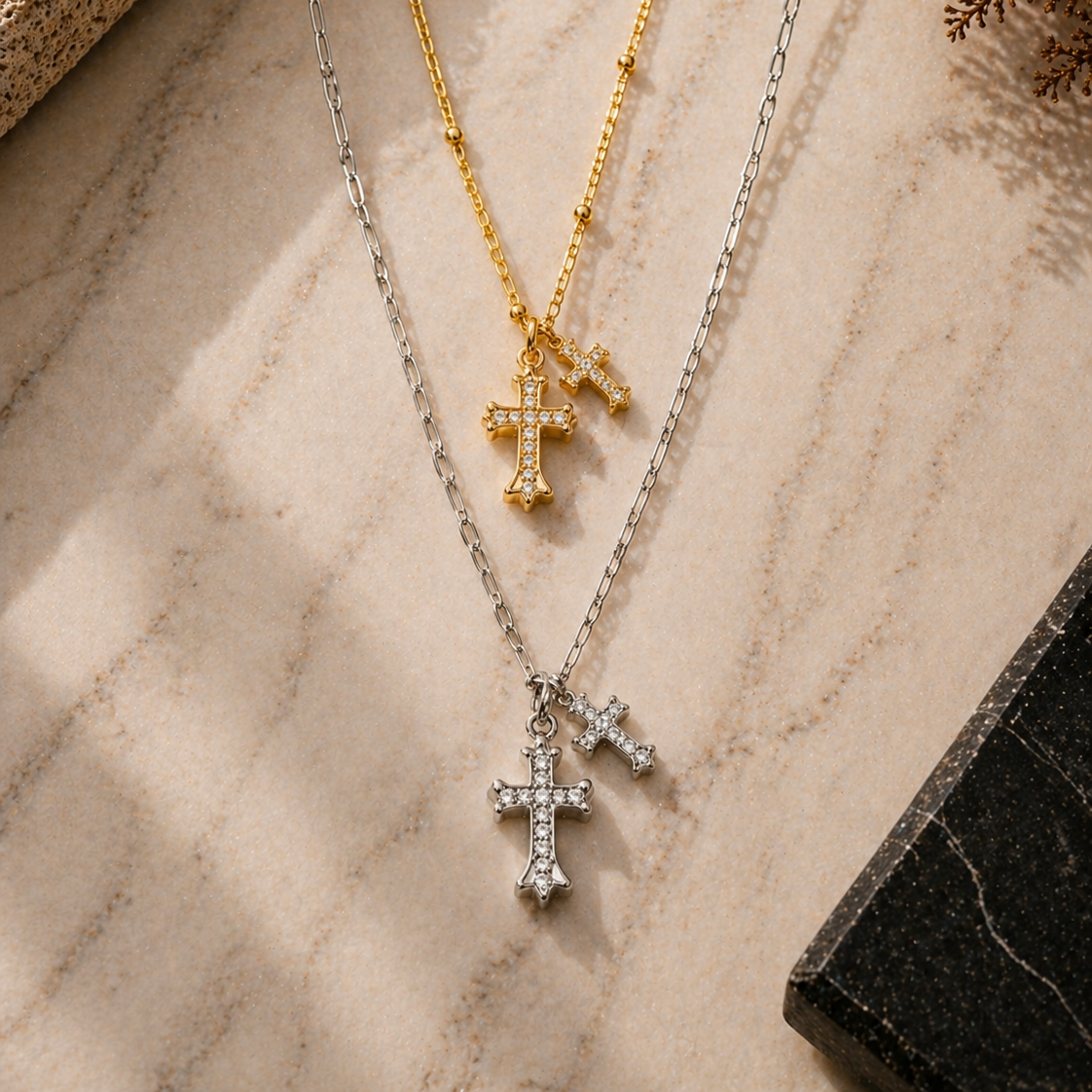Virelle Double Cross Necklace