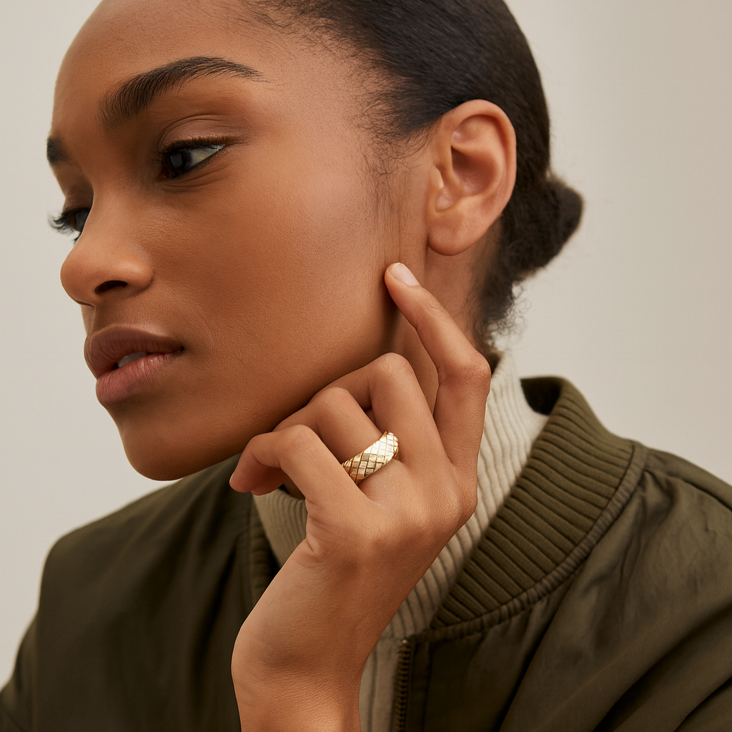 Golden Check Ring
