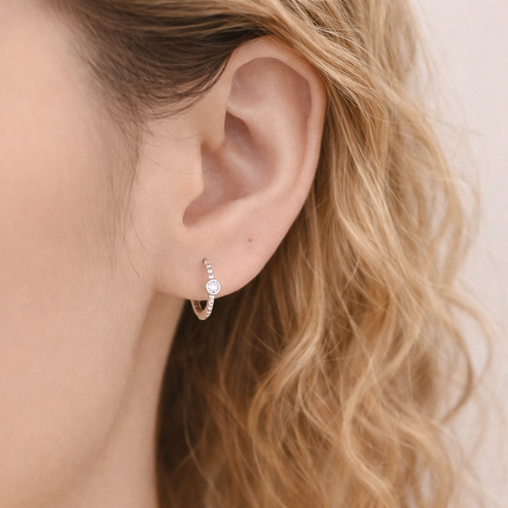Dainty Diamond Hoops