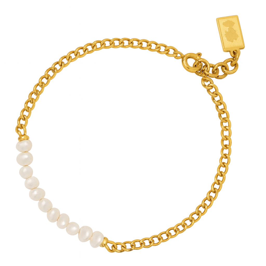 Golden Tide Pearl Chain Bracelet