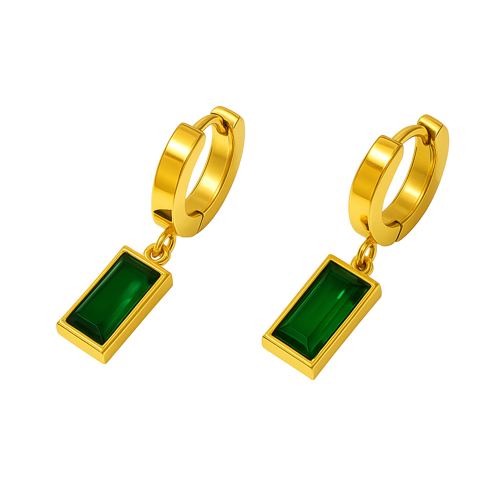 Emerald Drop Mini Hoops