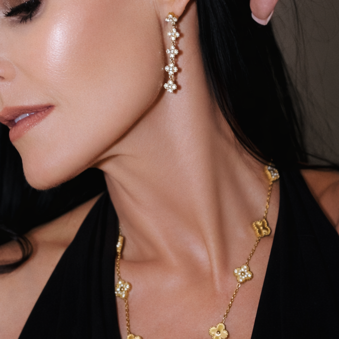 Crystal Bloom Drop Earrings