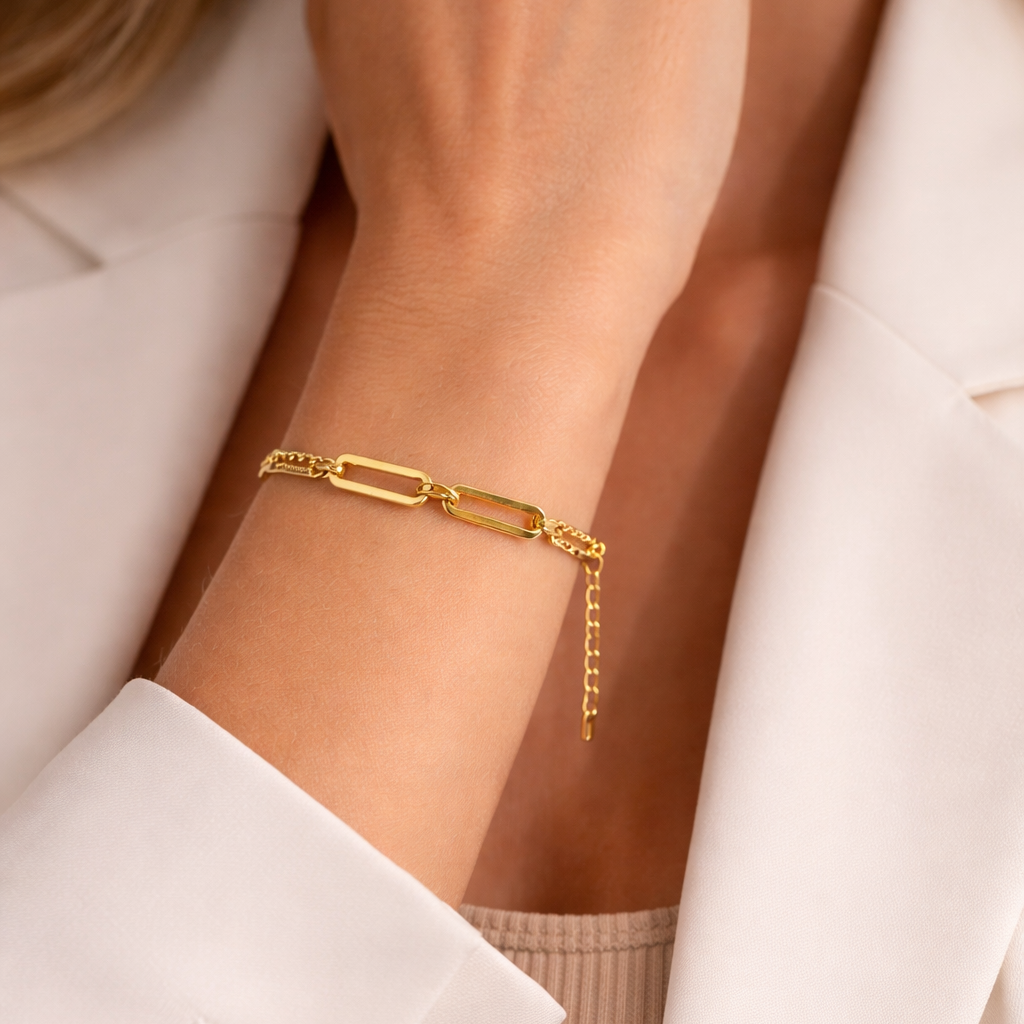Golden Dual Bar Chain Bracelet