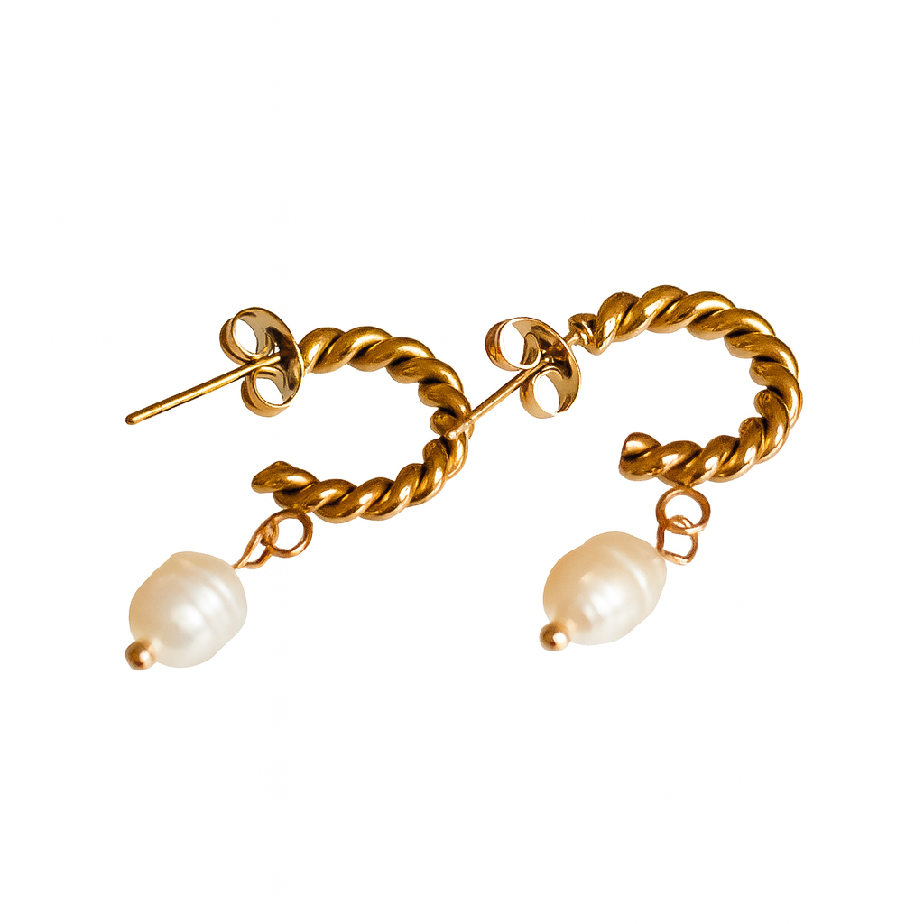 Celeste Pearl Twist Hoops