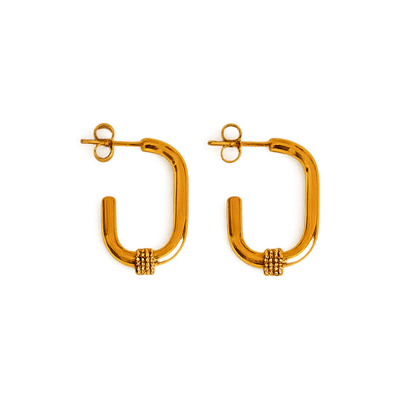 Golden Weave Oval Hoop