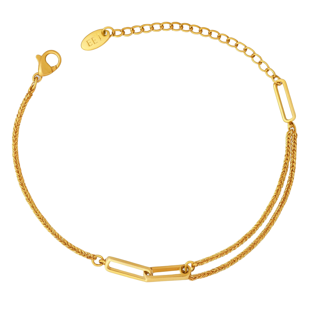 Golden Dual Bar Chain Bracelet