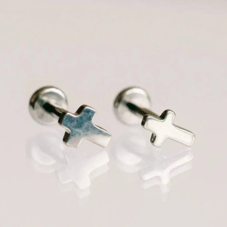 Cross Flat Back Earrings