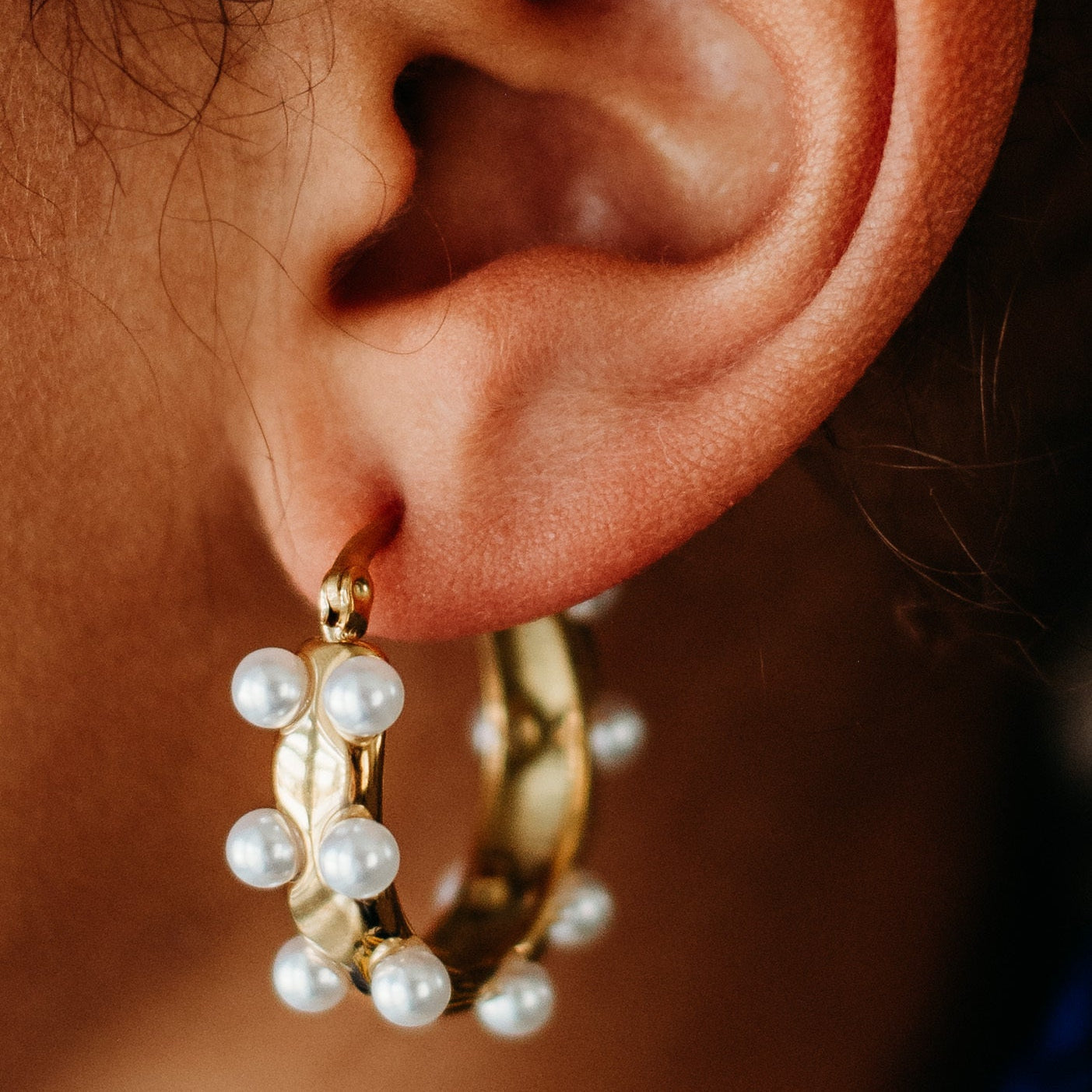 Moonlit Pearl Hoops