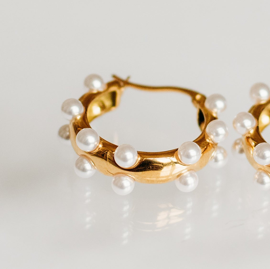 Moonlit Pearl Hoops